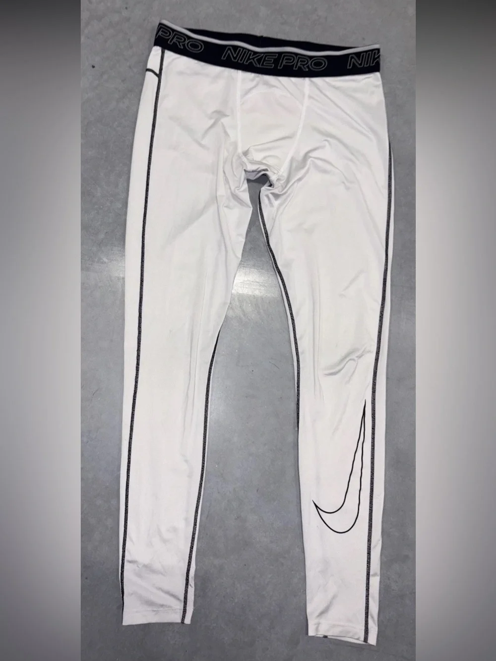 Nike Pro Dri-Fit Compression Tights Mens SZ.L White Athletic Training Pants